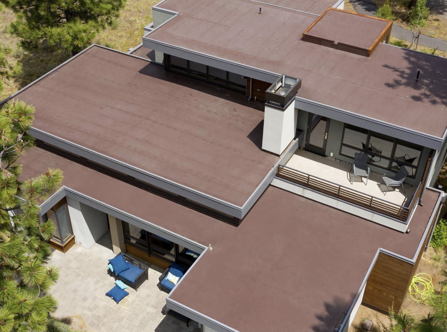 Brown residential flat roof